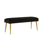 Ball & Cast Upholstered Entryway Bench, End of Bed Bench-Stool, Black Bedroom-Bench Ottoman with Padded Seat and Metal Legs, Black-112Wcm