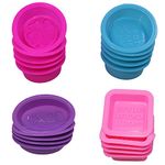 20 PCS Silicone Soap Mould, FineGood Soap Making Supplies Square Round Oval Shaped Soft Cupcake Muffin Baking Pan for DIY Homemade Craft