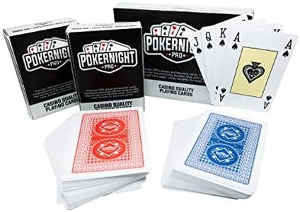 Poker Night Pro 2 Jeux de Cartes à Jouer Professionnelles 100% Plastique de (1 x Rouge / 1 x Bleu) | 54 Pièces par Jeu, y Compris 2 Jokers | Index régulier | Qualité Super Casino