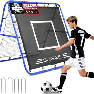 BAGAIL Soccer Rebounder Net, Double Sided Soccer Nets, Adjustable Angles, Foldable Rebound Net with Target for Skills Training, Portable Soccer Goals for Garden - Blue