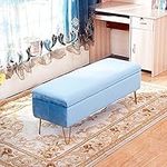 Contemporary Velvet Bench with Stor