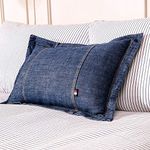 ELEGANT LIFE HOME 100% Cotton Washed Denim Decorative Throw Pillow Covers Dark Blue Cushion Covers Set Soft Oblong Pillow Case Shell for Car Sofa Bedroom (12'' x 18'', 2 PCS)