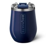 BrüMate Uncork'd XL 14oz Wine Glass Tumbler with Splash-Proof Lid - Made with Vacuum Insulated Stainless Steel (Navy Blue)