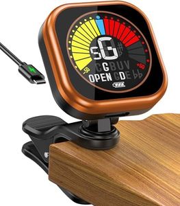 New Bee Guitar Tuner Clip-On Rechargeable with Color Screen 360° Rotatable Acoustic Chromatic Open Tuning for Guitar, Bass, Ukulele, Violin (Orange, 1 Pack)
