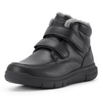 FitVille Mens Winter Snow Boots Wide Fit Fleece Lined Ankle Boots Lightweight Fuzzy Winter Shoes, Jet Black, 10, Wide