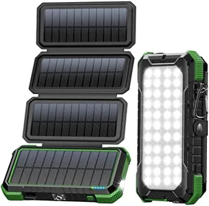 BLAVOR Solar Charger Power Bank, PD 18W Fast Charging 20000mAh Battery Pack with 4 Foldable Panels, Portable Solar Powered USB C Charger with Camping Flashlight Compass Carabiner for Cell Phone