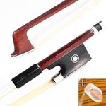 VINGOBOW Brazilwood Violin Bow 3/4 Size 69cm Ebony Frog Natural Mongolian White Horsehair Well Balanced Sweet Tone