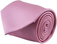 John William Clothing 100% Silk Handmade Pink Solid Color Neckties for Men