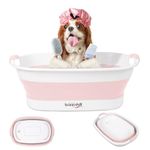 Collapsible Pet Bathtub with Water Drain Plug, Small Pets Portable Bath Tub for Puppy Small Dogs Cats, Portable & Space Saving Design,Pink