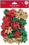 Eurowrap Pack of 24 Luxury Kraft Bows Traditional Christmas Birthday Present Xmas Gift Gold, Green and Red Made from 100% Recycled Paper