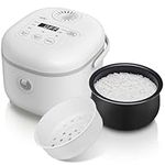 Bear 6 Multifunctional 3.5 Cups(Uncooked) Rice Cooker with Steamer for 1-3 People, Perfect for White/Brown Rice, Porridge, and Soup, White Rice Cooker