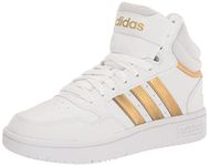 adidas Womens HOOPS 3.0 MID SHOES, White/White/Grey, 8.5 US