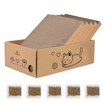 THRISEED 5 in 1 Cat Scratcher with Large Box, Reversible Durable Scratching Cardboard Corrugated Cat Scratchers Recyclable Board for Indoor Cats with 5 Catnips.