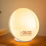 Cadrim Wake up Light, Natural Sunrise Simulation Alarm Clock Sunset Fading with Dual Alarm Clocks Snooze Function 7 Natural Sounds Setting Color Changeable Beside Nightlight and FM Radio for Bedroom