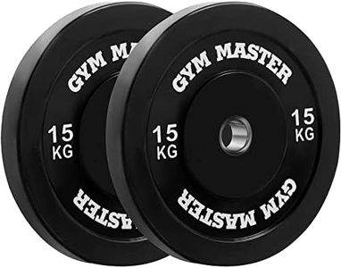 GYM MASTER Pair of 2" Black Rubber Bumper Plates for Olympic Barbell Weight Lifting