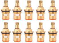 Brass Ceramic Disc 1/2-inch Cartridge Quarter Turn Faucet Valve for Hot and Cold Bathroom Kitchen Tap - Set of 10 Nos