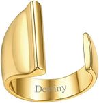 FindChic Personalized Initial Rings Letter I Statement Cuff Rings for Women Alphabet Knuckle Ring Engravable 18K Gold Plated Resizable Fashion Jewelry Gift