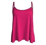 Womens Ladies Plus Size Cami Plain Neon Strappy Swing Vest Top Flared Sleeveless Tops for Women UK 8-26 (18, Cerise)