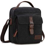 Messenger Bag, Ravuo Lightweight Vintage Canvas Small Crossbody Bag for Men Shoulder Bag Black