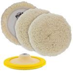 Dura-Gold 3 Pack of 8 100% Wool Hook & Loop Grip Buffing Pads with a 7" Flexible Edge Backing Plate - Compound Cutting, Polishing - Fits Auto Car Detailing Polisher Sanders - Paint, Boat