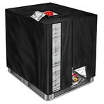 Sexyhot IBC Tank Coverwith pvc Window, 1000L IBC Container Cover, Tarpaulin for Water Tank, 420D Oxford Fabric Protective Cover, Rain/Snow/UV Protection (120 * 100 * 116cm) Black