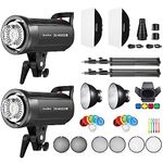 Godox SK400II-V*2 Kit 400w Professional Strobe Studio Flash Kit 5600±200K Built-in GODOX 2.4G X System 0.1-1.5S Recycle Time with LED Modeling Lamp for Wedding,Portrait,Fashion,Product Photography