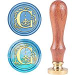 CRASPIRE Letter G Wax Seal Stamp Vintage Wax Sealing Stamps Alphabet G Retro 25mm Removable Brass Head Wooden Handle for Envelopes Invitations Wine Packages Greeting Cards Wedding