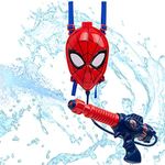 Marvel Spiderman Water Pistol with Tank Backpack, Water Gun with Long Range 10 Meters