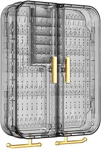 Domigard Jewellery Organiser Wall Mounted and Organiser Display Cabinet, No Drilling Stand, Jewellery Organiser, Acrylic Hanging Mounted Holder, Earring, Ring, Necklace, Preppy Girls