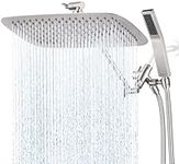 G-Promise All Metal 14 Inch Dual Shower Head with Handheld Combo, Rain Shower Head, Adjustable Extension Arm, Smooth 3-Way Diverter, 71 Inch Extra Long Hose - A Bathroom Upgrade(Brushed Nickel)