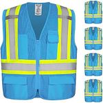 KAYGO High Visibility Safety Vests KG0100, Reflective Vest with Pockets and Zipper, ANSI Type R Class 2 Not FR (Light Blue,M)