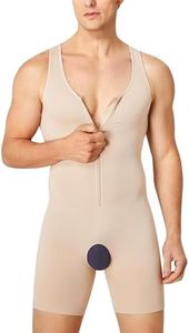 TAILONG Mens Bodysuit Shapewear for Tummy Control Gynecomastia Compression Shirts Full Body Shapewear Fajas Para Hombres, Beige