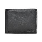 ROOTS Men's Genuine Leather RFID Blocking Technology Slim Stylish Bifold Wallet with 6 Card Slots, 1 Clear ID Window, Black