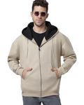 BE SAVAGE Long Sleeves Oversized Hooded Neck Zipper Baggy Hoodie Drop Shoulder Jacket for Men's | XL, Beige