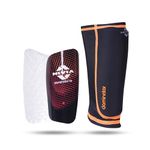 Nivia Dominator Football Shin Guards with Sleeves, Medium (Black/Orange)