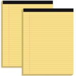 Koogel 2PCS Legal Pads, 21.5 x 28cm 45 Sheets Wide Ruled Lined Perforated Notepads Writing Pads Yellow Paper Pads for Student Study Work Office