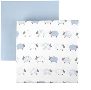 Tadpoles 2-Piece Sheep Crib Sheets | Collection of 2 Fitted Crib Sheets | Made of 100% Brushed Microfiber Polyester | Soft, Smooth, Breathable & Durable | Ideal for Babies | Blue & White