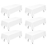 6 Packs White Rectangle Polyester Tablecloth 60 x 102 Inch Polyester Fabric Table Clothes Cover,for Indoor and Outdoor 6 Ft Rectangle Tables,Wedding,Birthday,Party,Table Decoration(152X260cm)