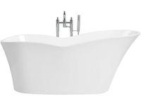 Beliani Modern Freestanding Bathtub Oval Glossy Acrylic White Dulcina