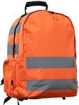 Hi Vis Viz Work Rucksack Backpack, High Visibility Multi-Purpose Classic Reflective Daypack Lightweight Walking Sports Gym Hiking Bags Back Pack For Outdoor, Orange With Stripes