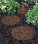 Nicoman 18“ Round Garden Stepping Stone Recycled Cracked Log Rubber Steps Reversible Hard Wearing Outdoor Stepping Stones Scroll - (Earth, Dia.44cm, Set of 4)