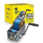 Segomo Tools Heavy Duty 2500 Pound Manual Hand Winch, Two Way Ratchet Winch with 32.2 Foot Long Nylon Strap | Boat Winch | Trailer Winch | Manual Winch | Boat Winch Strap with Hook - HW2500