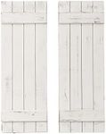 AZ L1 Life Concept Rustic White DECORATIVE ONLY Barn Wood Shutter Set Of 2 For Wall Decor, Window Accents - Add That Touch of Barn Wood Style and Rustic Decor To Any Room - Great for Home Decor and Rustic Decor.