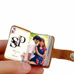 Flashing Click "Customizable Leather Photo Album Keyring - 12 to 24 Photos thoughtful gift options for various occasions Birthday, Anniversary, Couple Gifts, Family Keepsakes