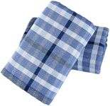 YiLUOMO Blue Hand Towel Set of 2 Super Soft 100% Cotton Checkered Pattern Muslin & Terry Highly Absorbent Decorative Bath Hand Towels for Bathroom 13x 29 Inch