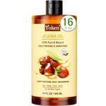 Yoken Pure Jojoba Oil 480 ml - EWG Verified 100% Natural Jojoba Oil for Skin, Hair & Face, Cold Pressed Unrefined Hexane Free, Fast Absorbe Deeply Skin Moisturizer Jojoba Seed Oil Multi-Purpose Oil…