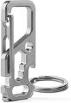 TISUR Titanium Carabiner Clip Multifunctional Carabiner Key Chain with Bottle Opener and Wrenches (Stonewash +Keyring)