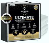 MATTSHIELD Ultimate 3-Piece Kit - Bed Bug Mattress Protector Twin Size 100% Cotton Top + 2 Pillow Protectors with Zipper - 6 Sided Waterproof Encasement, Best Bedbug Defense