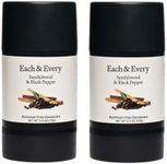 Each & Every All Natural Deodorant for Men & Women - Aluminum-Free, Sensitive Skin, Plant-Based, Baking Soda-Free, Long Lasting Odor Control - Sandalwood & Black Pepper Travel Size (2 Pack, 2.5oz)