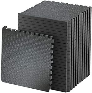 Litenyx 4Pcs 1 inch /25 mm Gym Floor mat Rubber for Heavy Workout at Home Puzzle Floor mat for Home Exercise, Interlocking EVA Thick Protective Tiles Flooring Yoga, Gym Flooring Mats(Black)